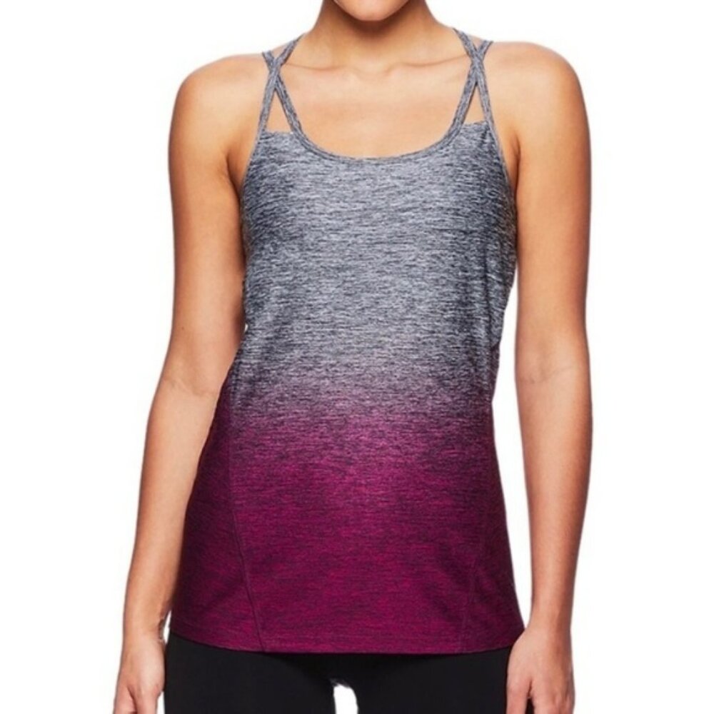 GAIAM workout top yoga thin straps padded purple hombre extra small. NWOT